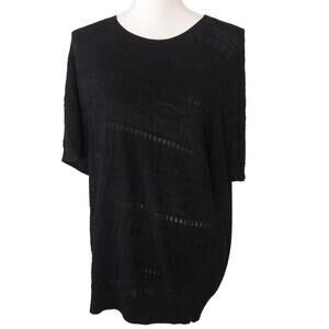 Qixing NWT Black Sweater Size XL Semi Sheer Casual Preppy Closet Staple